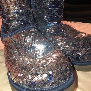 Blue Reversible Sequin UGG Boots
